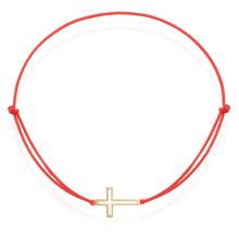 Гривна с червен конец и 14 карата златен елемент кръст
