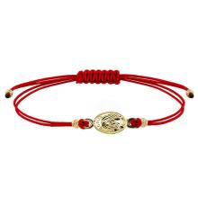 Гривна с червен конец и златен елемент Богородица