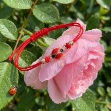 Гривна с червен конец и 14 карата златен елемент Калинка Гривна с червен конец и 14 карата златен елемент Калинка