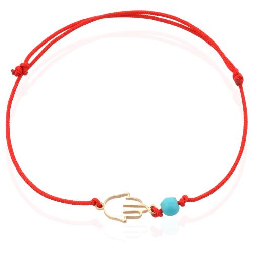 Гривна с черен конец и златен елемент Ръката На Фатима