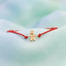 Гривна с червен конец и 14 карата златен елемент момче