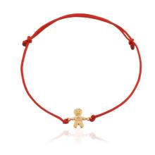 Гривна с червен конец и 14 карата златен елемент момче