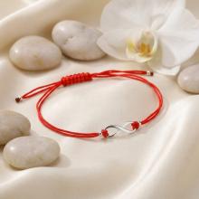 Гривна с червен конец и сребърен елемент безкрайност В93S Гривна с червен конец и сребърен елемент безкрайност В93S