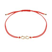 Гривна с червен конец и 14 карата златен елемент безкрайност