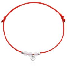 Гривна с червен конец и сребърен елемент циркон