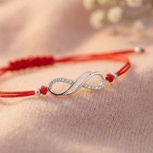 Гривна с червен конец и сребърен елемент безкрайност BT14 Гривна с червен конец и сребърен елемент безкрайност BT14