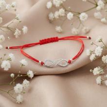 Гривна с червен конец и сребърен елемент безкрайност BT14 Гривна с червен конец и сребърен елемент безкрайност BT14