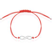 Гривна с червен конец и сребърен елемент безкрайност BT14