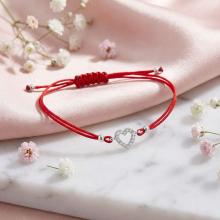 Гривна с червен конец и сребърен елемент сърце ВT22 Гривна с червен конец и сребърен елемент сърце ВT22