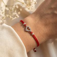 Гривна с червен конец и сребърен елемент сърце ВT22 Гривна с червен конец и сребърен елемент сърце ВT22