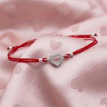 Гривна с червен конец и сребърен елемент сърце ВT22 Гривна с червен конец и сребърен елемент сърце ВT22