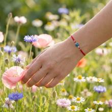 Гривна с червен конец и сребърен елемент синьо око BT95S Гривна с червен конец и сребърен елемент синьо око BT95S