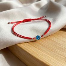 Гривна с червен конец и сребърен елемент синьо око BT95S Гривна с червен конец и сребърен елемент синьо око BT95S