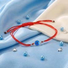 Гривна с червен конец и сребърен елемент синьо око BT95S Гривна с червен конец и сребърен елемент синьо око BT95S