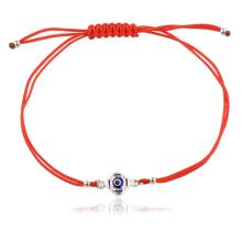 Гривна с червен конец и сребърен елемент синьо око BT96S