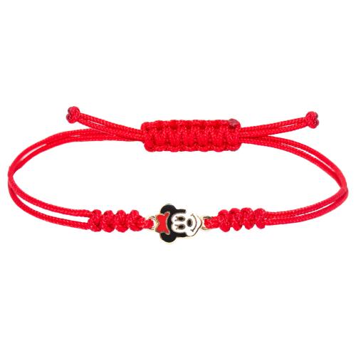 Гривна с червен конец и 14 карата златен елемент Мини маус