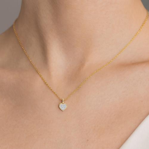 Златно колие Сърце с диаманти