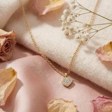 Златно колие Сърце с диаманти