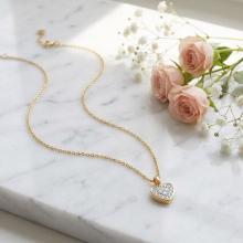 Златно колие Сърце с диаманти