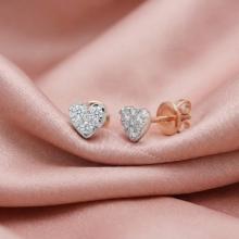 Златни обеци с Любов с диаманти