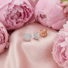 Златни обеци с Любов с диаманти