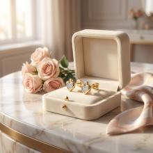 Златни обеци с Любов с диаманти