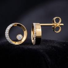 Златни обеци Кръговрат с диаманти