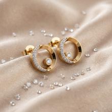 Златни обеци Кръговрат с диаманти