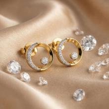 Златни обеци Кръговрат с диаманти