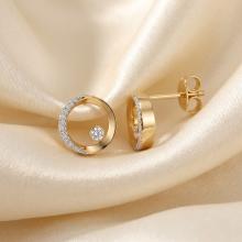 Златни обеци Кръговрат с диаманти