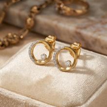Златни обеци Кръговрат с диаманти