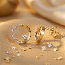 Златни обеци Кръговрат с диаманти