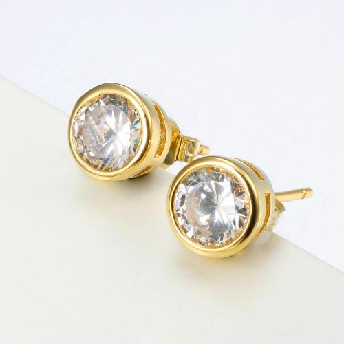 Златни обеци циркон 5 мм