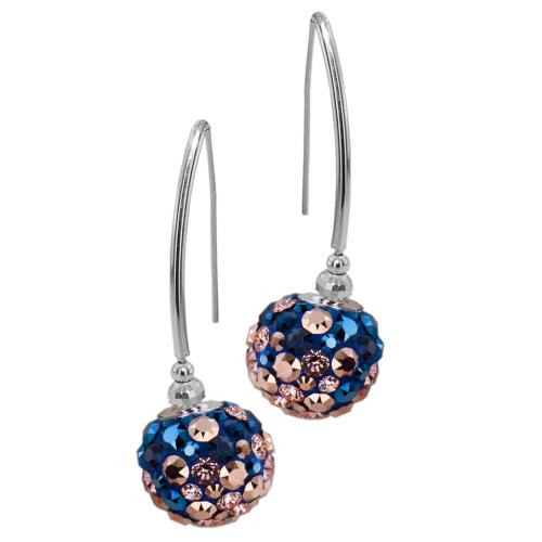 Сребърни обеци с кристали от Sw® SO331 Metallic Rose Gold