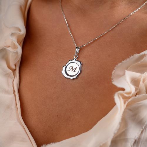 Сребърен медальон - Восъчен печат с буква или послание по избор