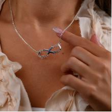 Сребърно колие безкрайност с 4 имена по избор Сребърно колие безкрайност с 4 имена по избор