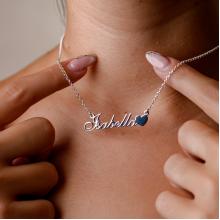 Сребърно колие с име по избор и сърце Сребърно колие с име по избор и сърце