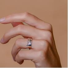 Сребърен пръстен корона с гравиране