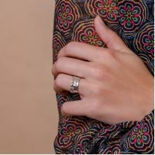 Сребърен пръстен корона с гравиране