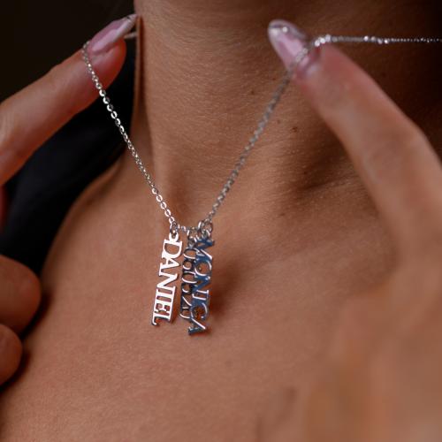 Сребърно колие с три имена по избор