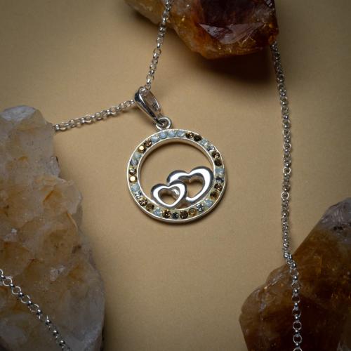Сребърен медальон сърца с кристали от Sw® SM293 Vintage
