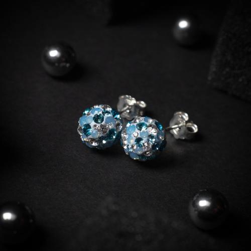 Сребърни Обеци С Кристали От Sw®  Mika Deep Blue